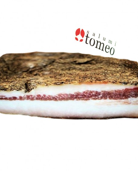 Guanciale al pepe nero - intero 1,3Kg sottovuoto - stagionatura 4 mesi - Salumi Tomeo