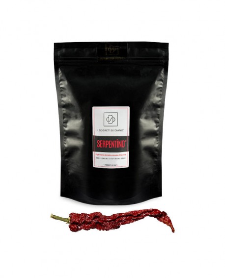 Serpentìno, peperoncino piccante essiccato al naturale, PEPERONCINO SERPENTINO DE.CO. - sacchetto 50g - I Segreti di Diano